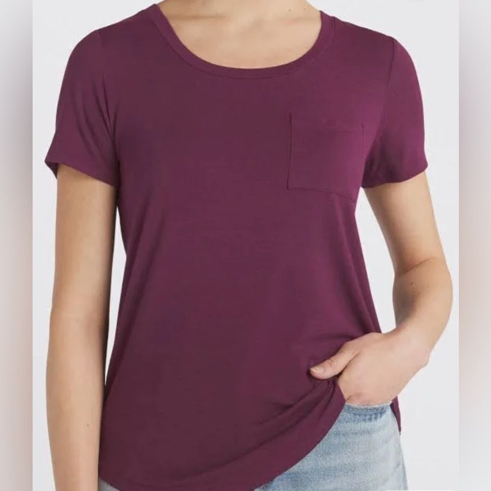 Market & Spruce Elaine Pocket T-Shirt Burgundy XS NWT